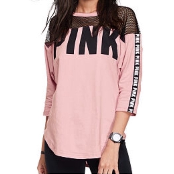 PINK Victoria's Secret Tops - Victoria’s Secret PINK MESH BOYFRIEND JERSEY X-SMALL